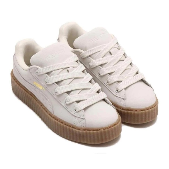 Fenty Puma Creeper Phatty Nubuck Warm White Puma Gold Gum Women’s Size 8.5 - Picture 1 of 12